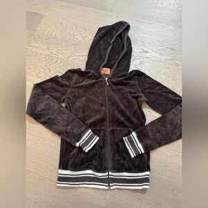 Vintage Juicy Couture Brown Hooded Track Jacket Zip Up Hoodie Velour Small